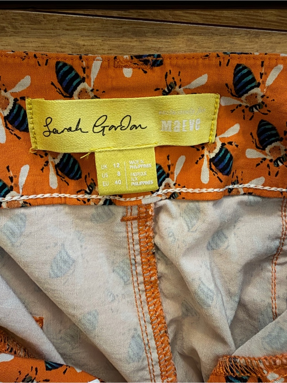 Anthropologie Orange Printed Cropped Wide-Leg Pants -Brand: Sarah Gordon x Maeve - Picture 3 of 5